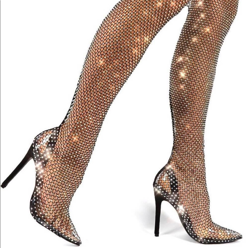 New! 👠 Fashion nova rhinestone knee high boots